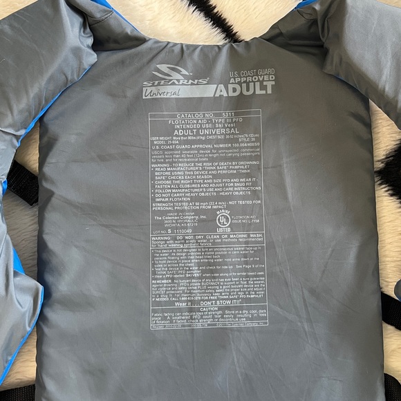 Adult Stearns Boating Life Jacket - blue and grey - EUC - ships fast💨 - Picture 7 of 9